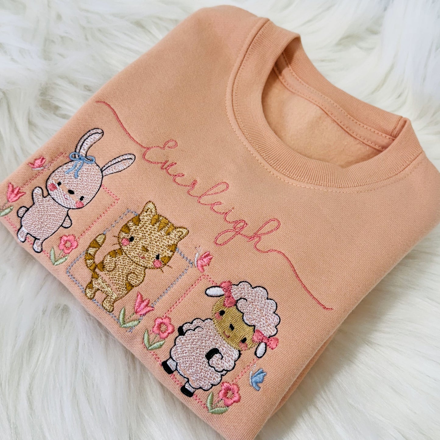 Embroidered Animal Friends Kids Sweater - 100% Cotton and Personalised for Children