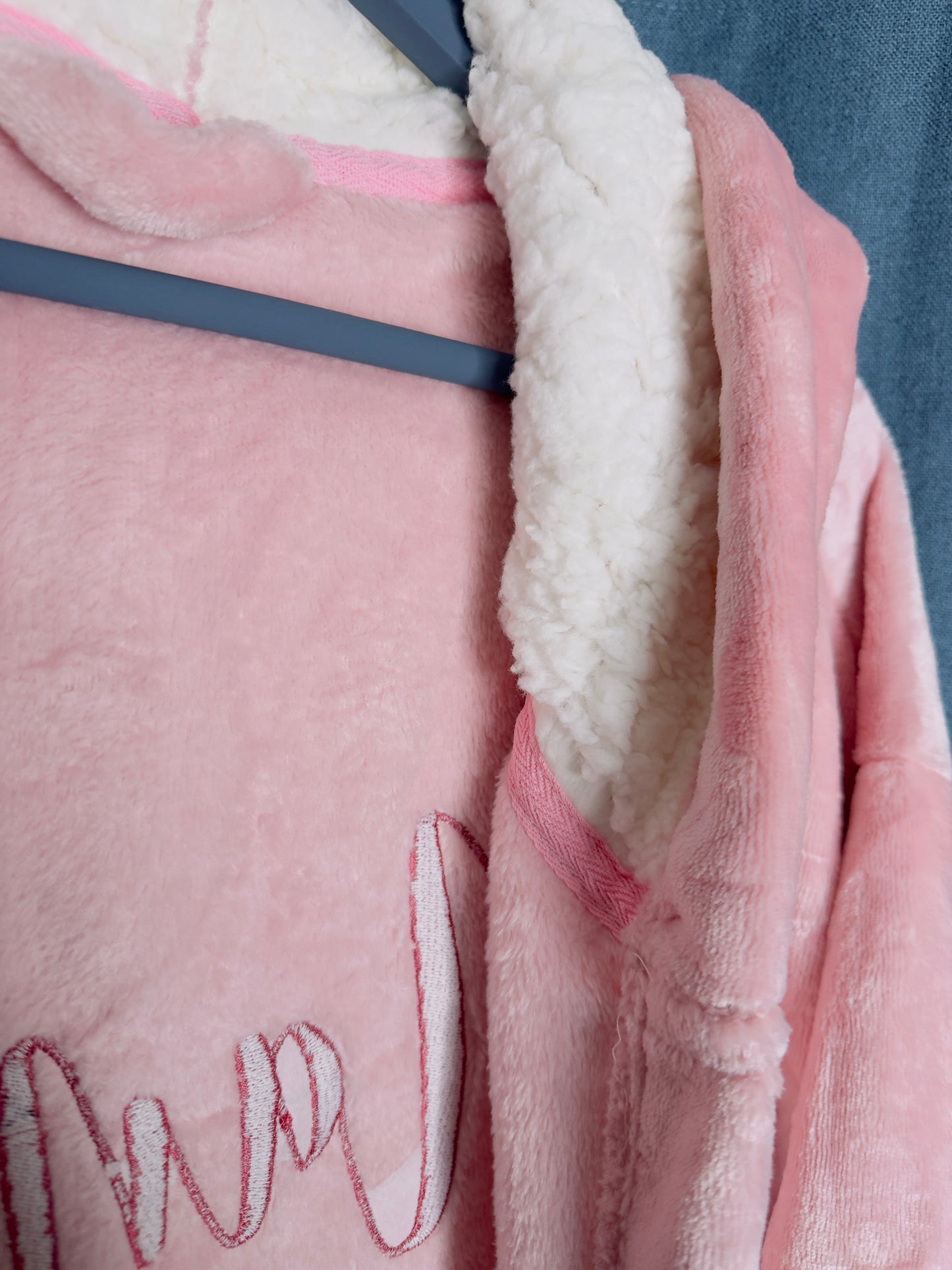 Cosy Sherpa-Lined Hooded Robe Various Colours with Custom Embroidery on the back. Mothers Day, Fathers Day gift idea.