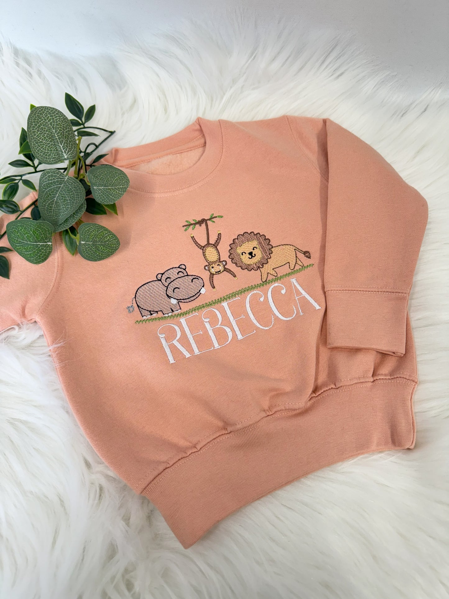 Embroidered Animal Friends Kids Sweater - 100% Cotton and Personalised for Children