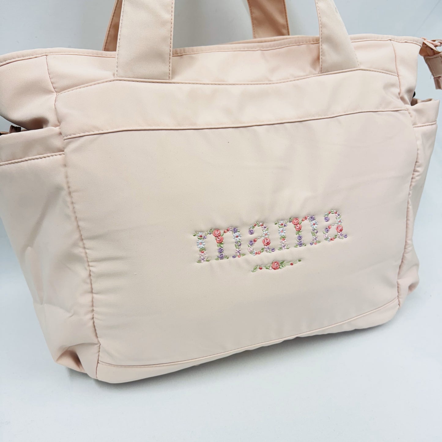 Dainty Floral Mama Embroidered Baby Changing or Hospital Bag.