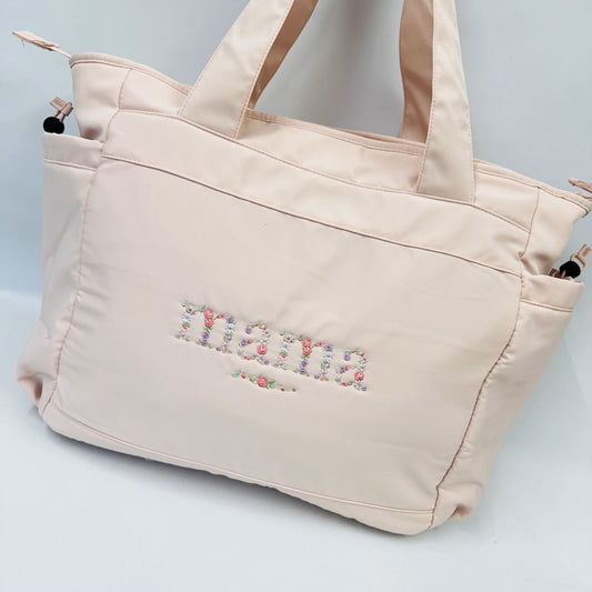 Dainty Floral Mama Embroidered Baby Changing or Hospital Bag.