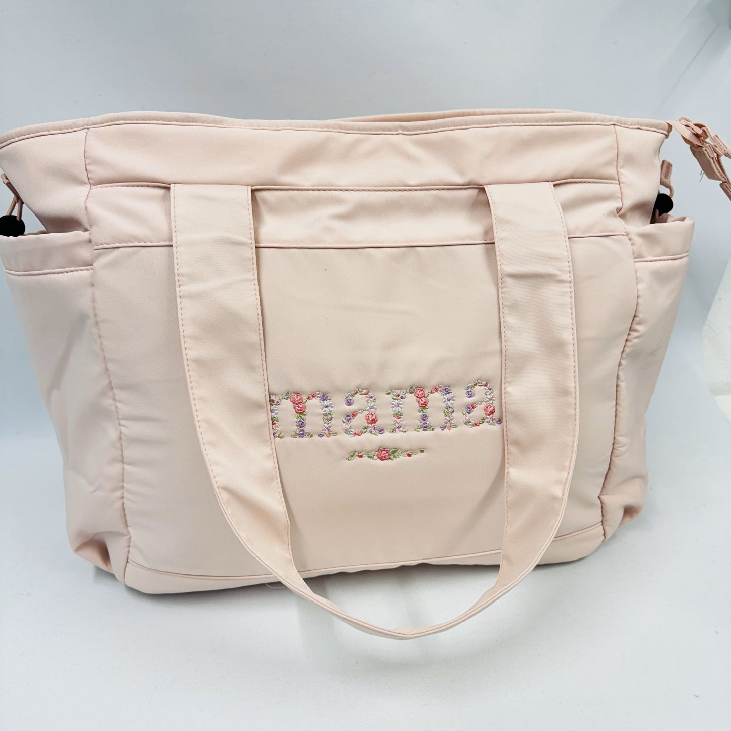 Dainty Floral Mama Embroidered Baby Changing or Hospital Bag.
