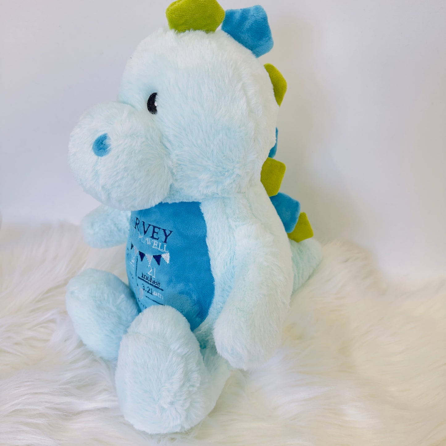 Adorable New Baby Birth Stat Teddy - Unique Embroidered Keepsake Giraffe, Monkey or Dinosaur