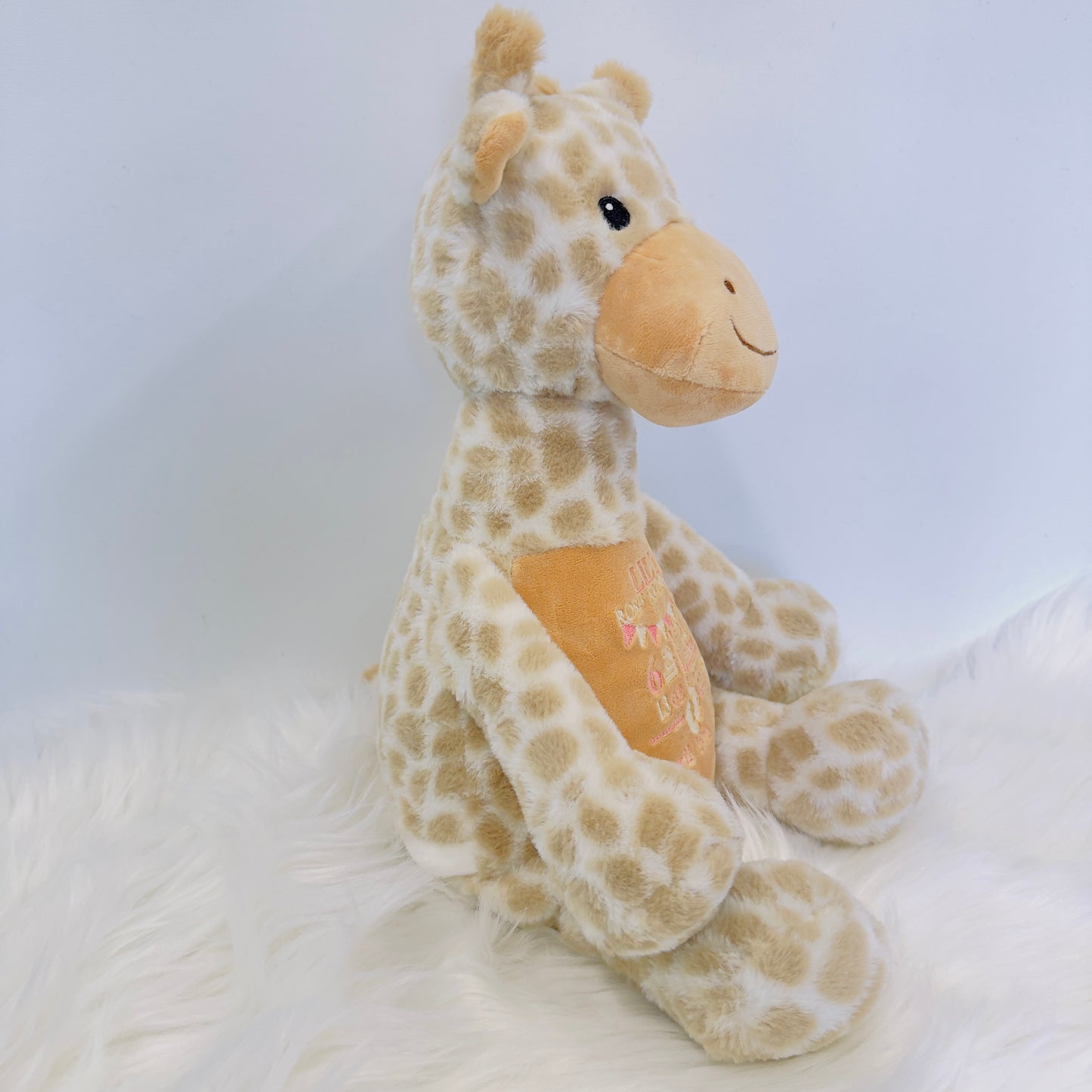Adorable New Baby Birth Stat Teddy - Unique Embroidered Keepsake Giraffe, Monkey or Dinosaur