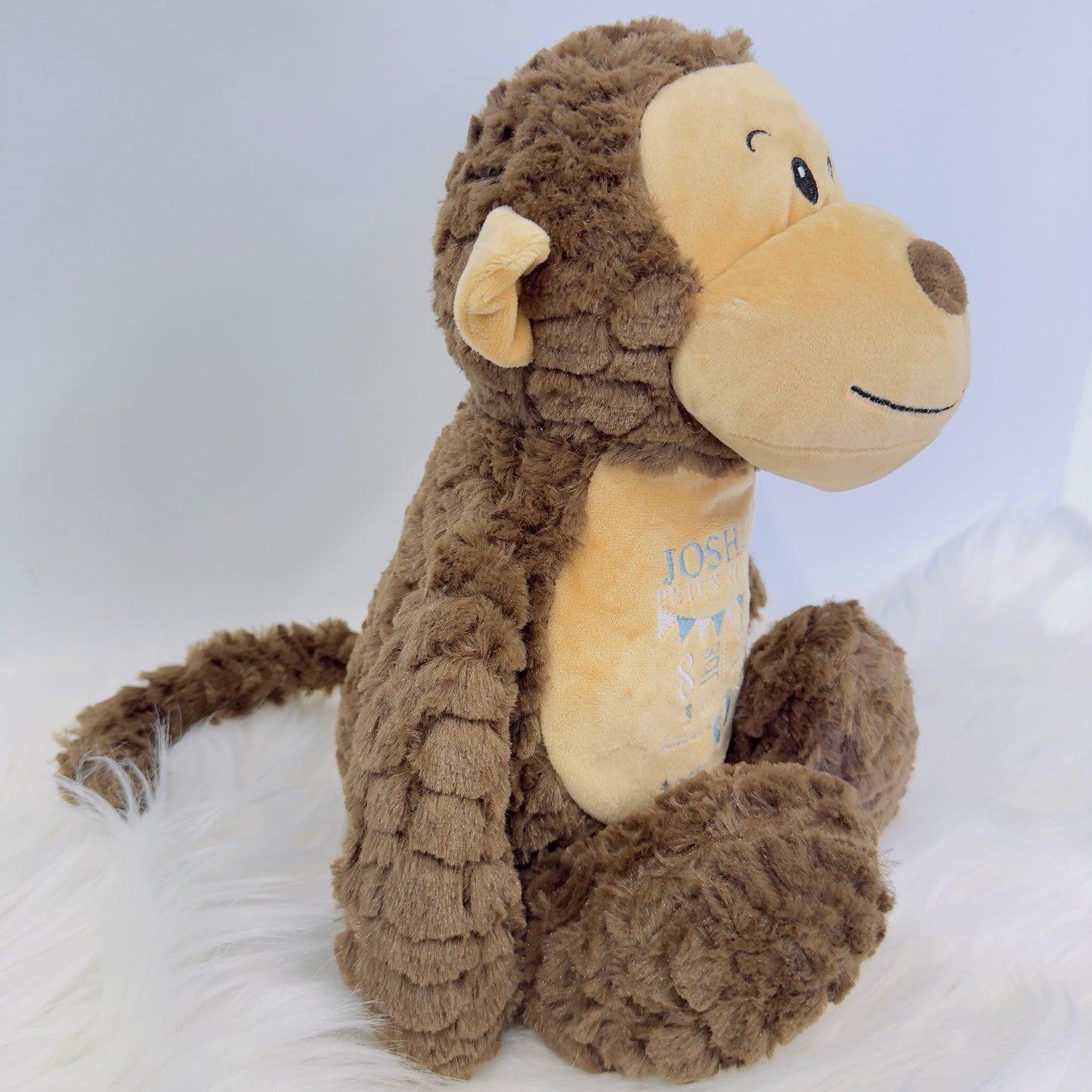 Adorable New Baby Birth Stat Teddy - Unique Embroidered Keepsake Giraffe, Monkey or Dinosaur