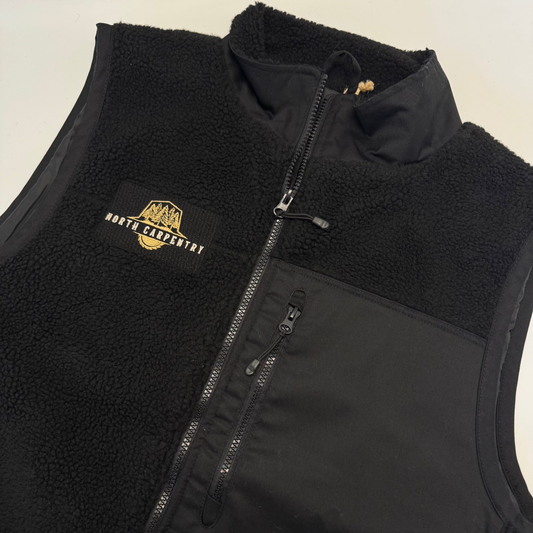 LARGE BLACK Unisex Front Row Sherpa Gilet