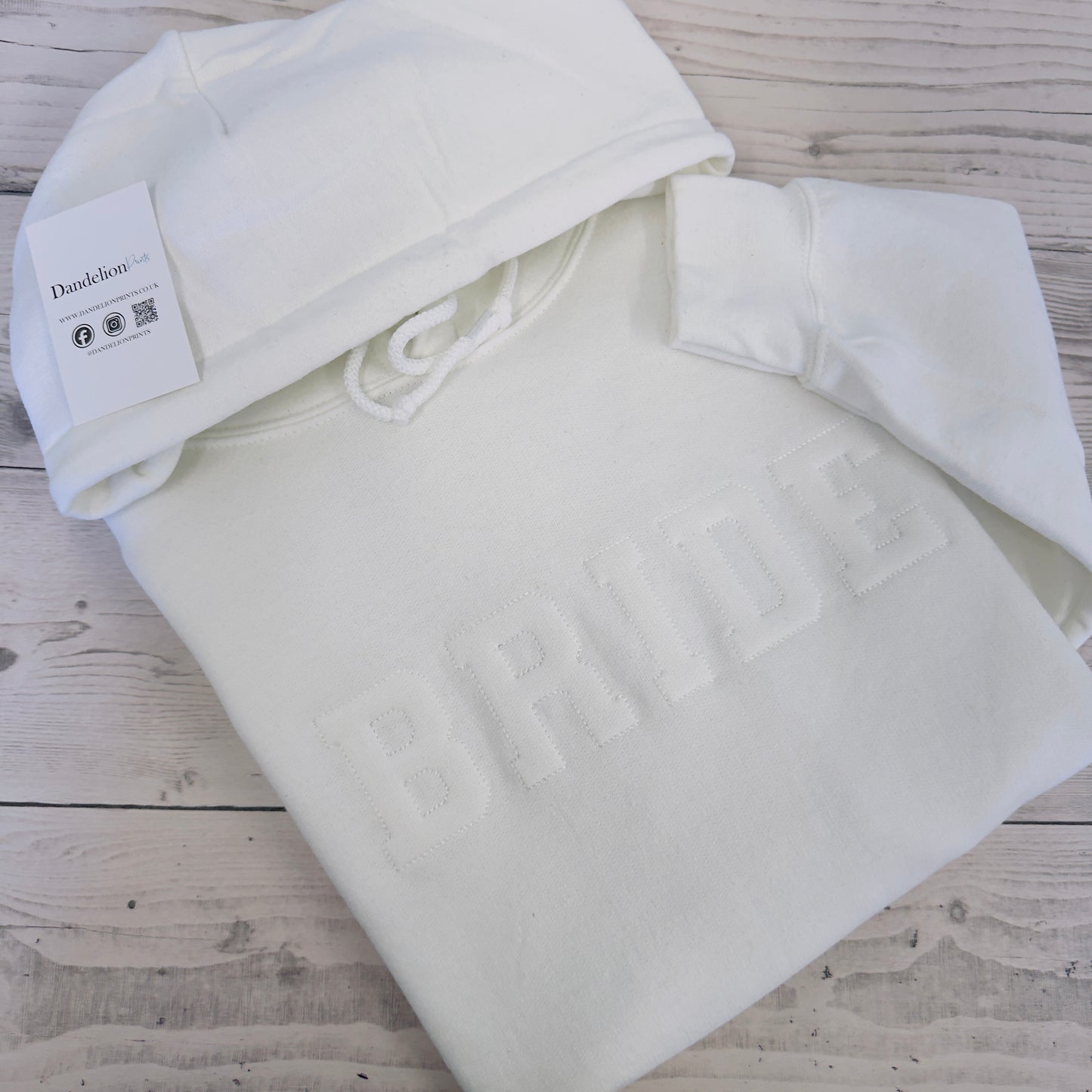 Chic White Hoodie with Elegant 'BRIDE' Embroidery - Perfect for the Stylish Bride