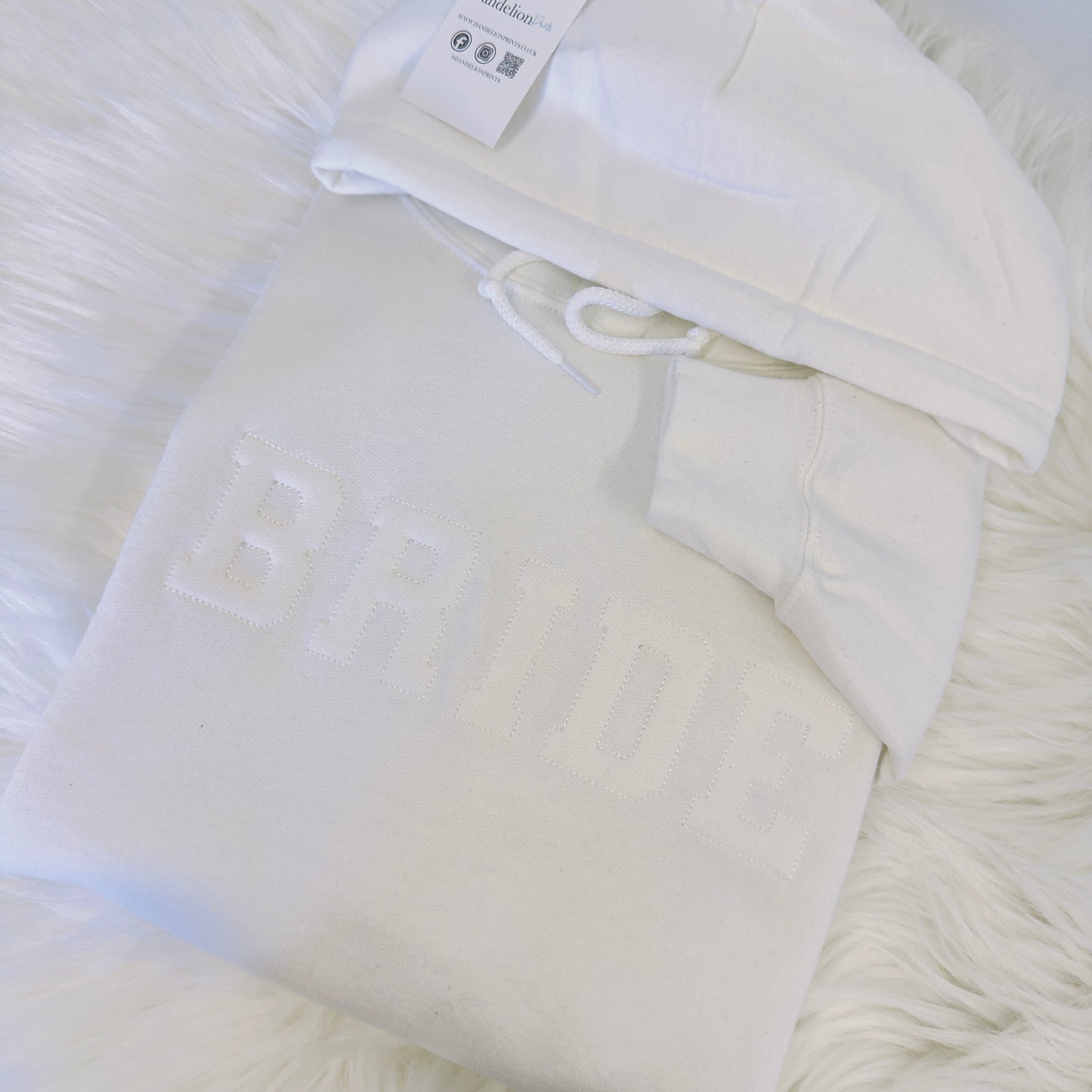 Chic White Hoodie with Elegant 'BRIDE' Embroidery - Perfect for the Stylish Bride