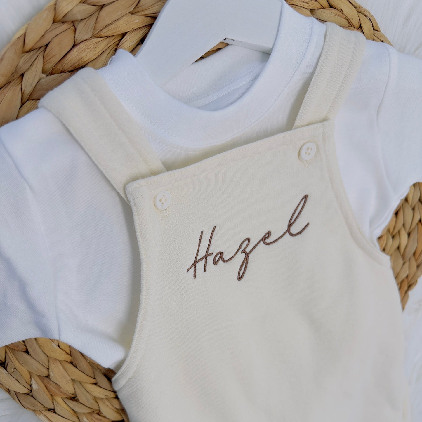 Custom Kids Dungarees and T-Shirt Outfit with Name Embroidery - Personalised Children's Gift
