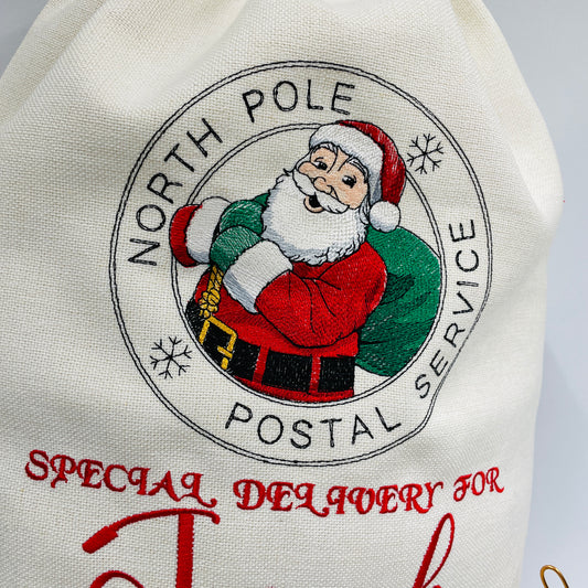 Embroidered XL Christmas Santa Sack Personalised With Childs Name