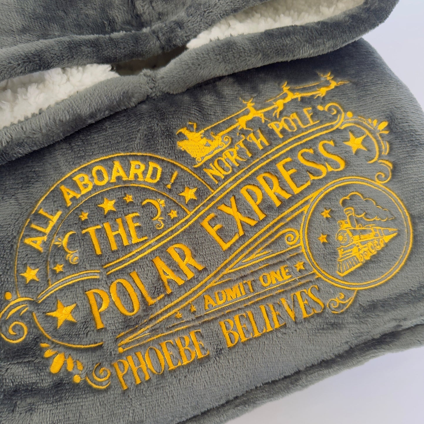 Christmas Personalised Adults & Children's Embroidered Oversized Hooded Sherpa Blanket