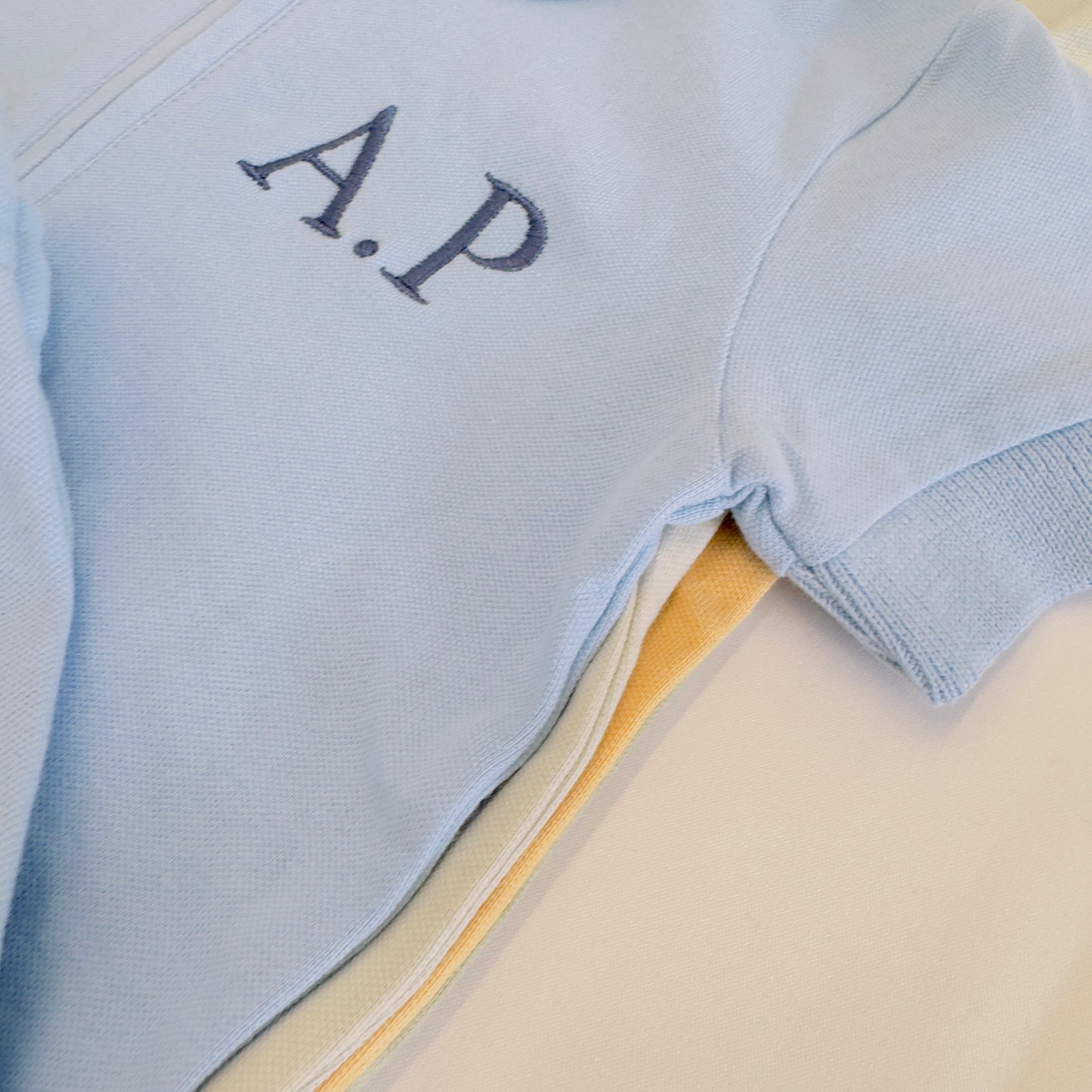 Personalised Boys Cotton Polo Shirt and Shorts Set with Initials Embroidered. Ages 6 months-10 years