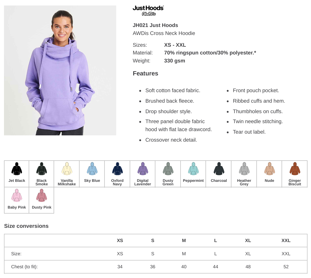 Ladies AWDis Cross Neck Fashion Hoodie - Embroidered or Printed With Your Logo