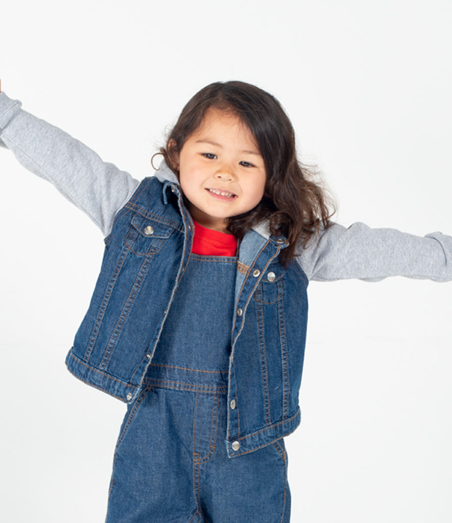 Mermaid Embroidered Girls Denim Jacket with Cotton Sleeves
