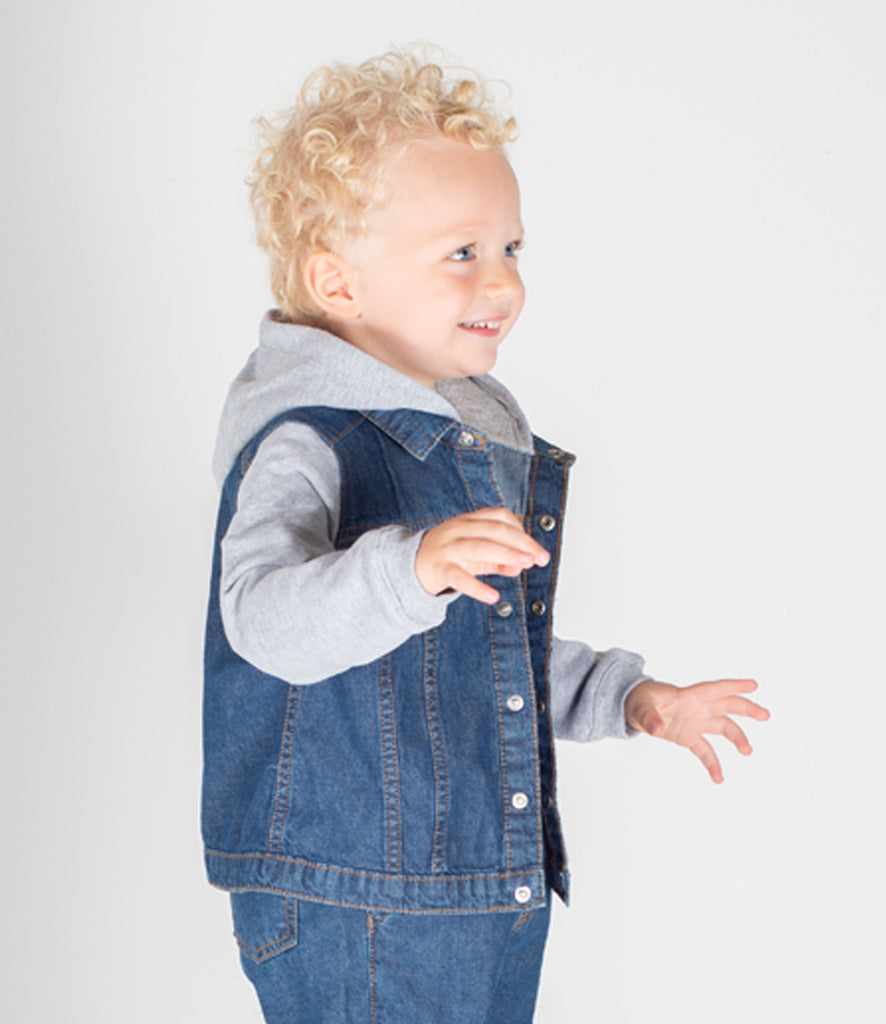 Dinosaur Initial Embroidered Personalised Denim Jacket - Button Closure, Cotton Sleeves and Hood