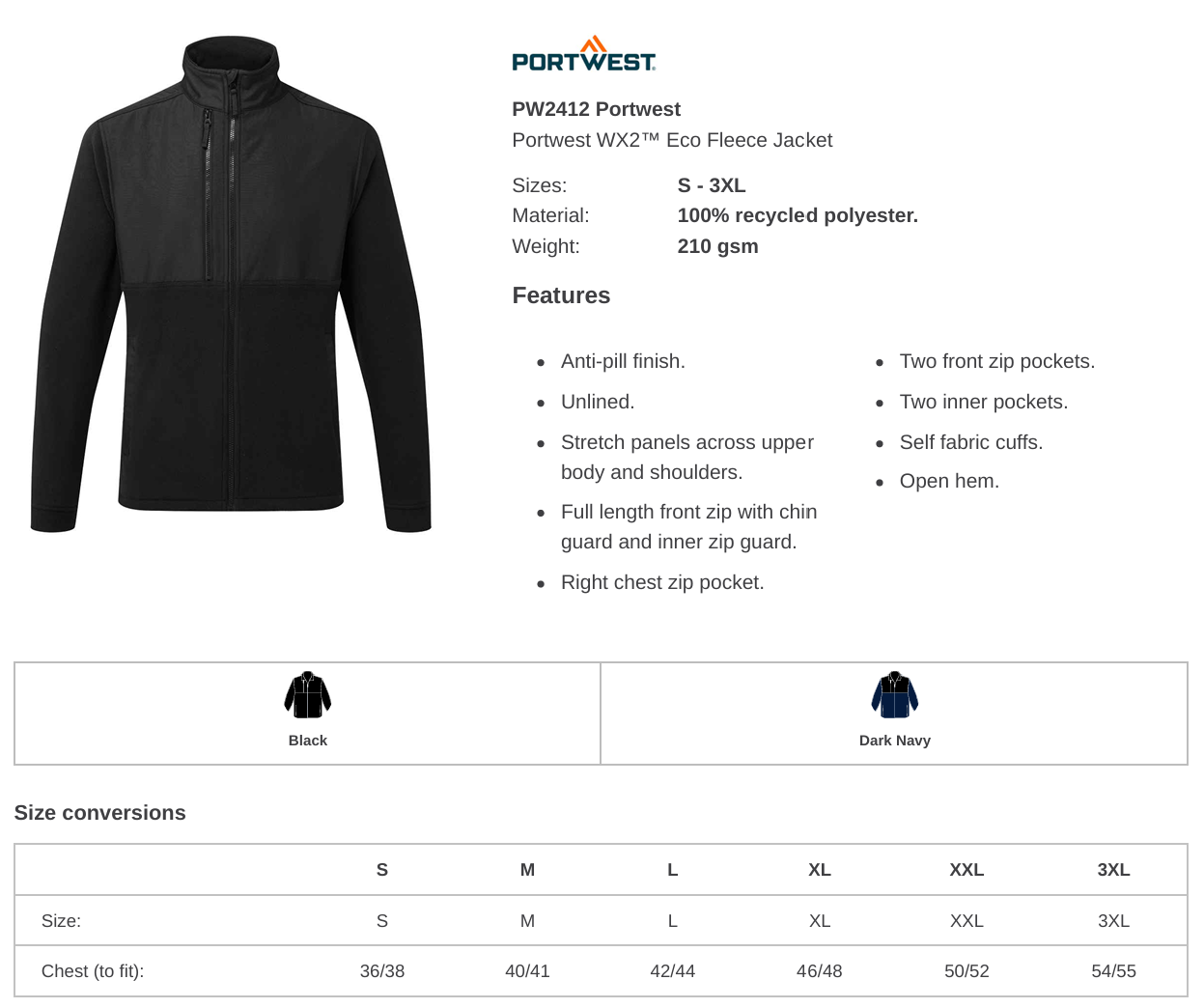 Men's Portwest Eco Fleece Jacket