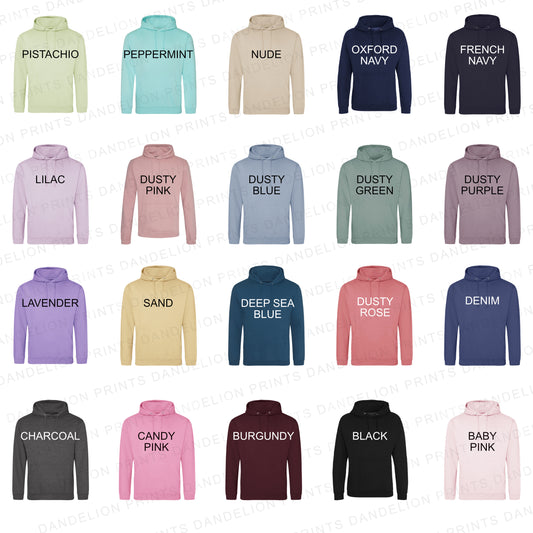 Wedding, Hen Party Matching Personalised Hoodies. Various Colours Available