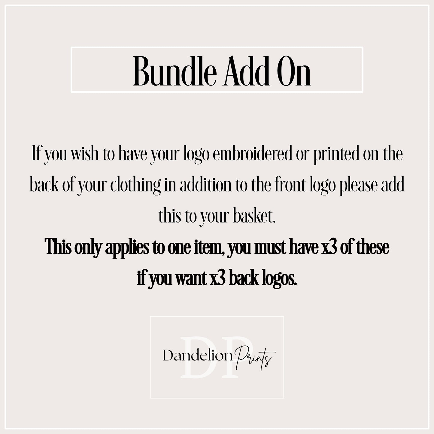 Branding Bundle Embroidered Back Logo Add On
