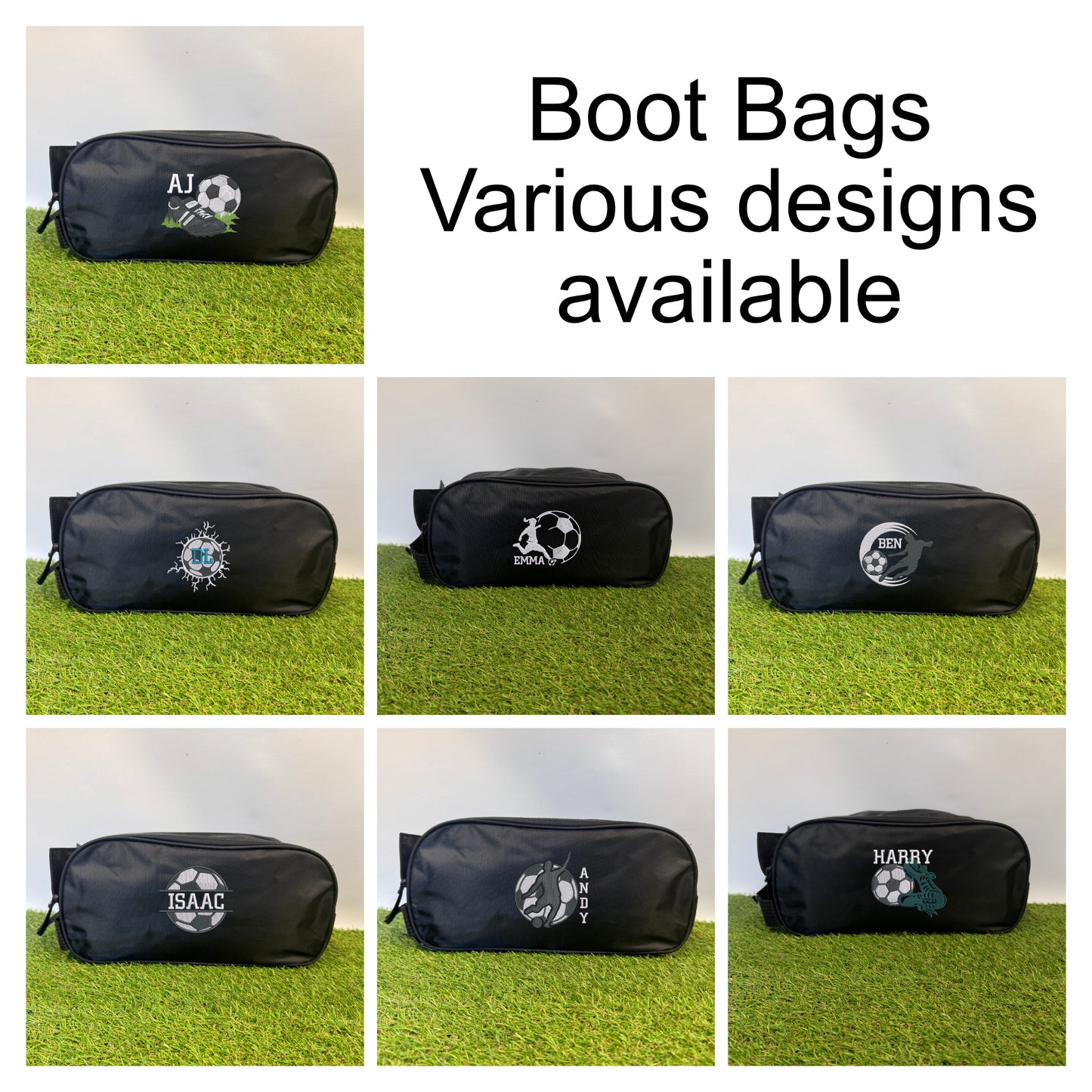 This is a personalised embroidered waterproof football boots bag. When you finish a match pop your muddy boots in the bag to carry home with you. Personalised gift for any footballer.