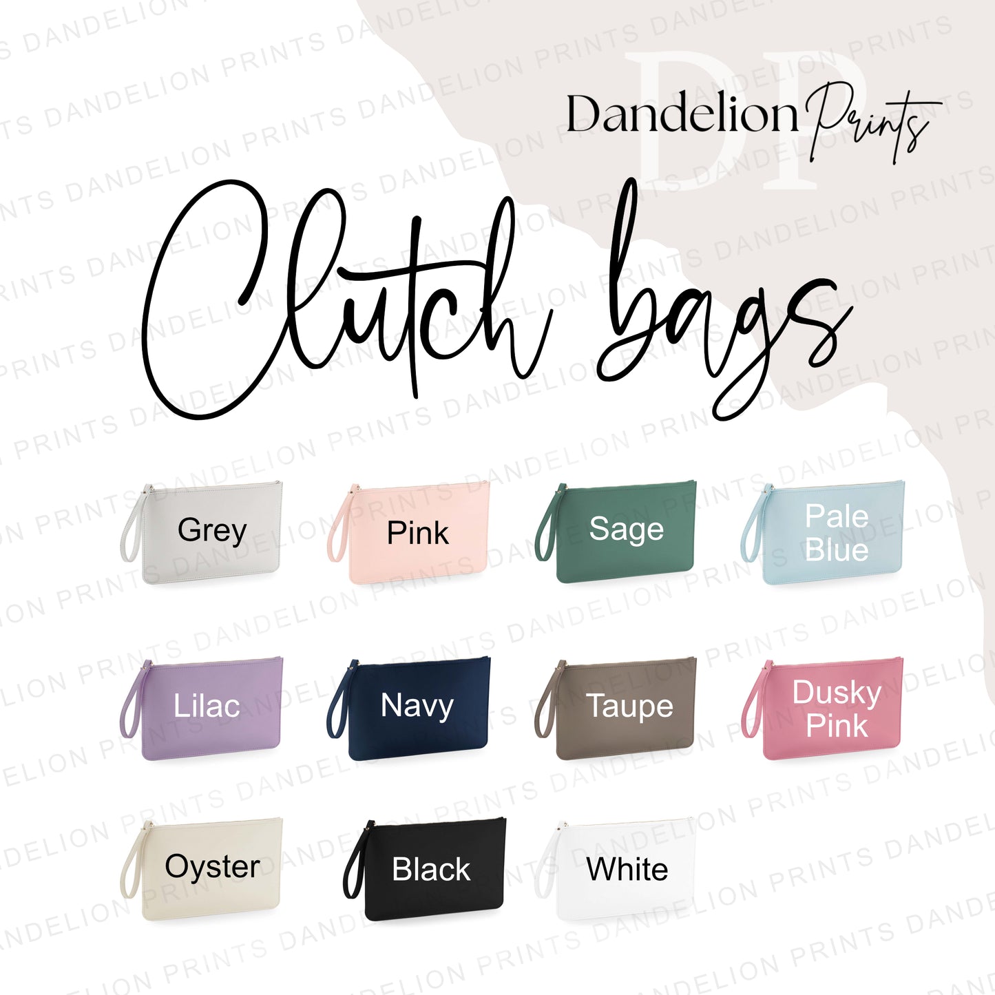 Bridal / Hen Party Personalised Clutch Bags - Various Colours