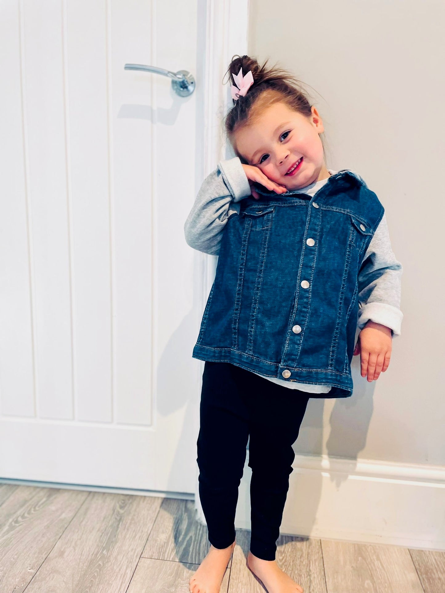 Dinosaur Initial Embroidered Personalised Denim Jacket - Button Closure, Cotton Sleeves and Hood