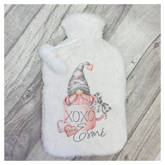 Personalised Pink Gonk: Super Soft and Fluffy Hot Water Bottle for Cozy Winter Nights