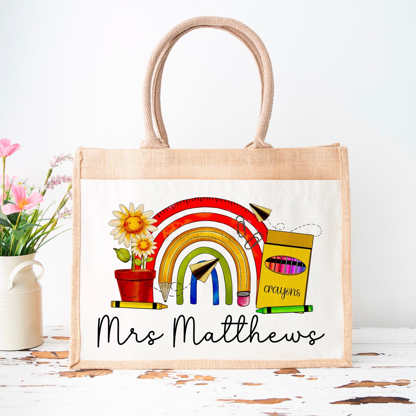 Teacher Jute Bag Personalised Gift for End Of Term