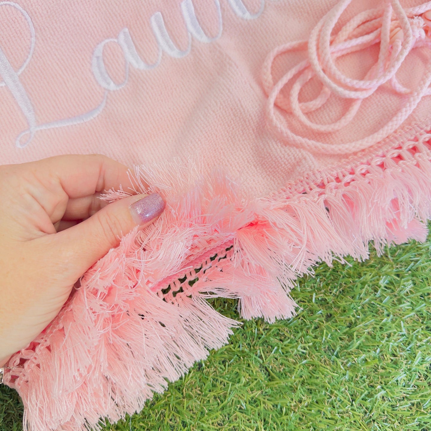 Embroidered Beach Towel with Carry Straps | Personalised Name Towel for Beach, Pool, Picnic.
