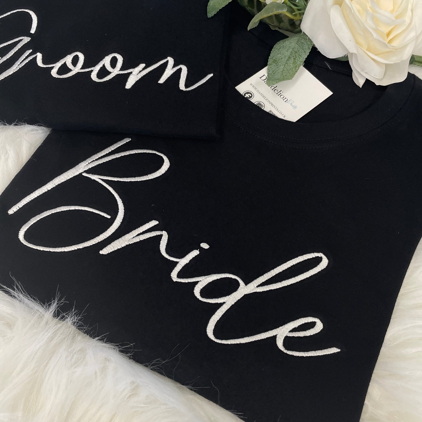 Bride & Groom Embroidered T-Shirt Set - Matching Tee's for the Perfect Couple
