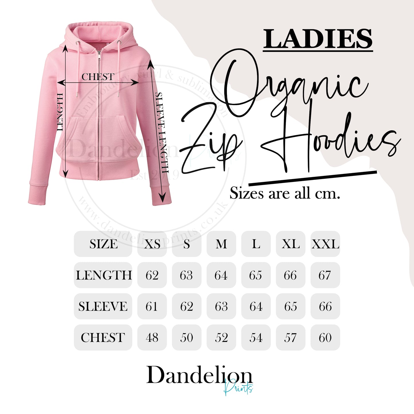 Ladies Anthem Organic Premium Business Branded Zip Hoodie