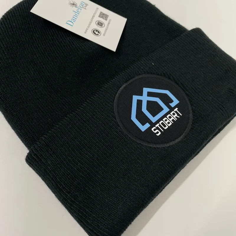 This is a beanie hat to keep you warm in winter. The hat is embroidered or vinyl printed with your logo to add to your business branded collection.