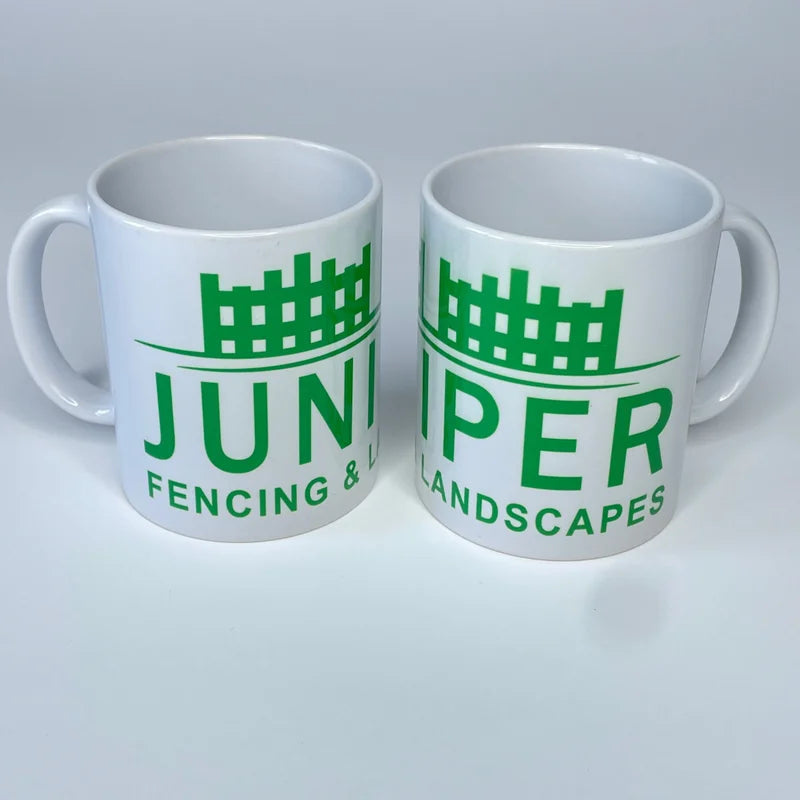 10 Custom Printed Branded White Mugs