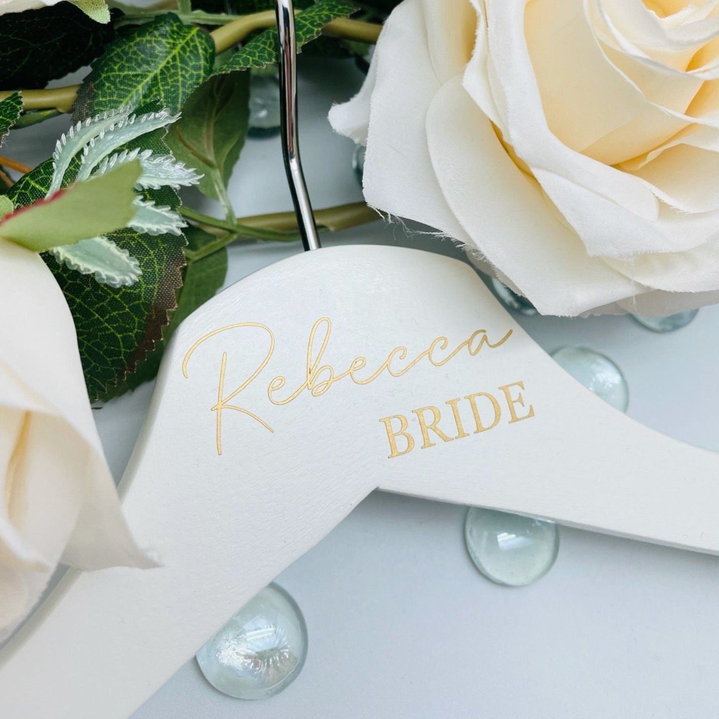Elegant Personalised Wooden Hanger - Custom Wedding Dress Bridesmaid Dress Organiser