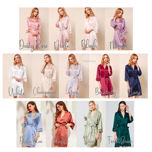 Bridal Party Satin Robes - Hen Party and Wedding Day Robes with Personalised Touch