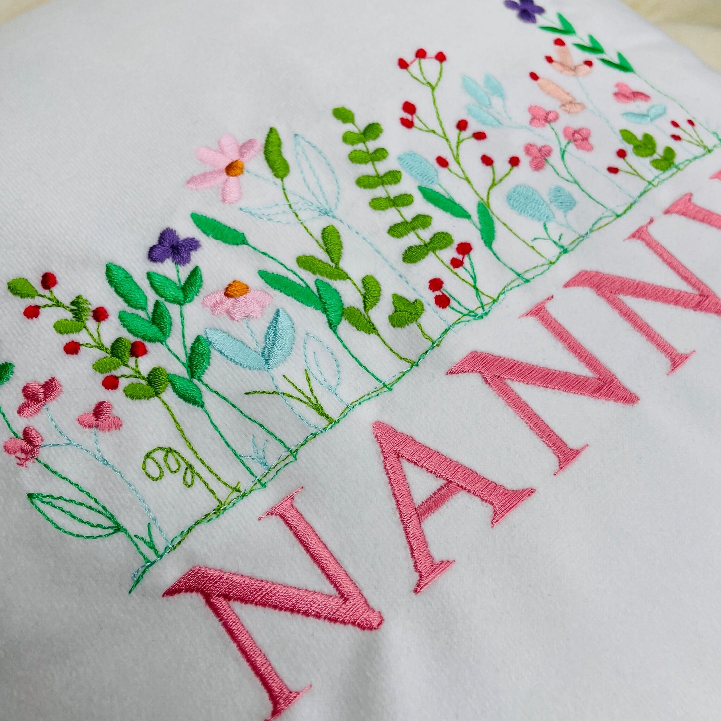 Exquisite Embroidery Wildflower Decorative Cushion - Personalised Gift Idea