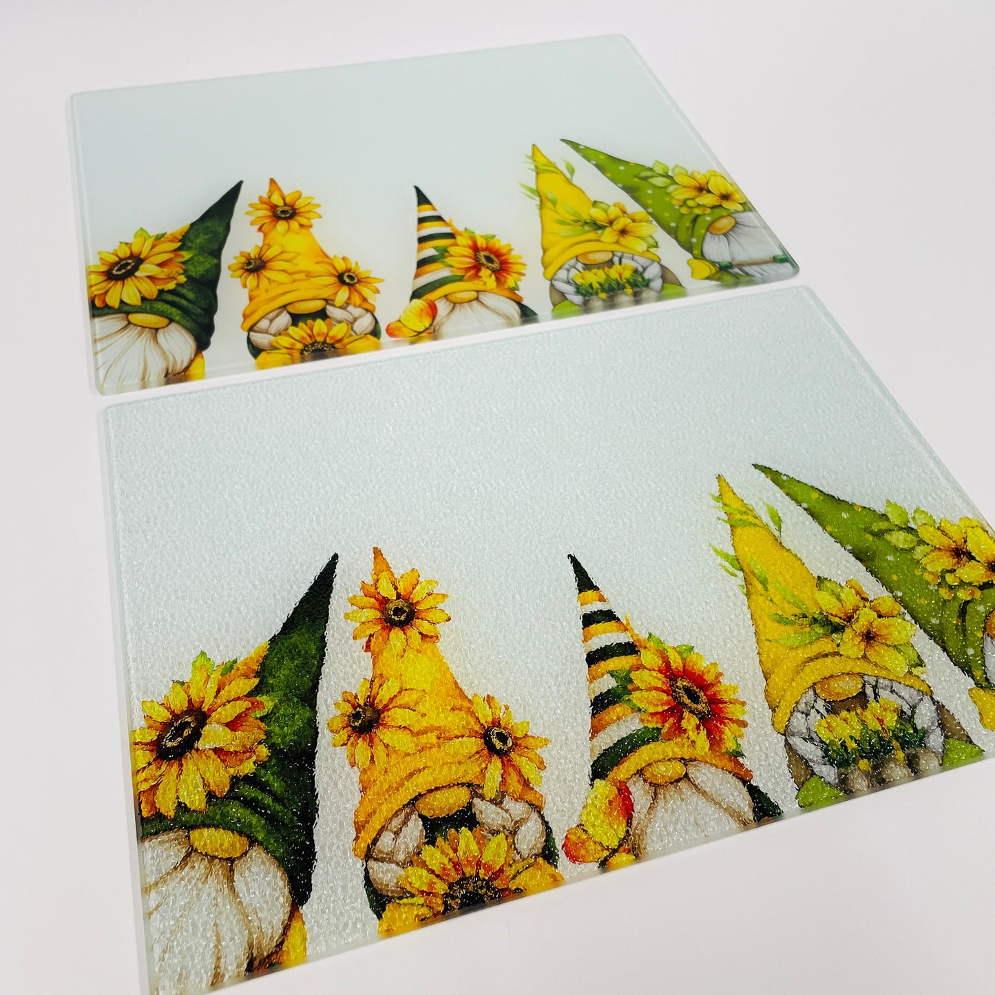 Personalised Summer Gonks Glass Chopping Board - Fun and Functional Kitchen Décor