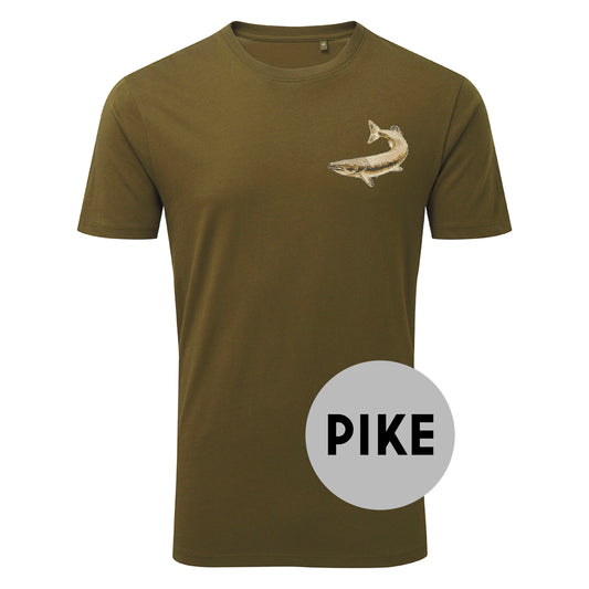 Carp, Perch, Pike, Salmon, Catfish Fishing Angling Tee - Khaki