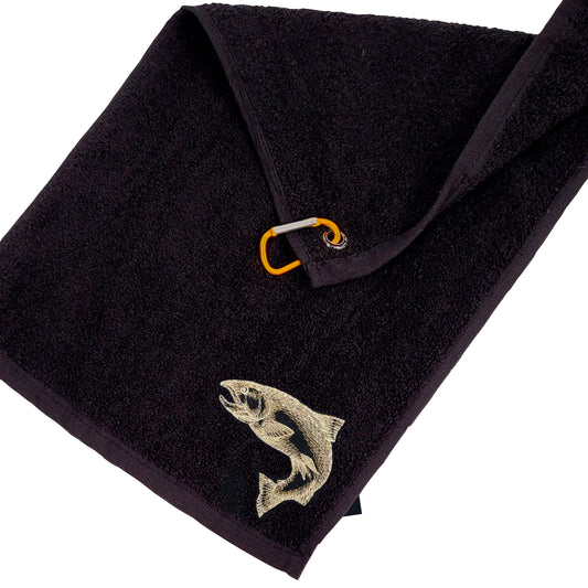 Fishing Essential: Belt Towel with Embroidered Fish Design - Carp, Salmon, Perch, Catfish, Pike