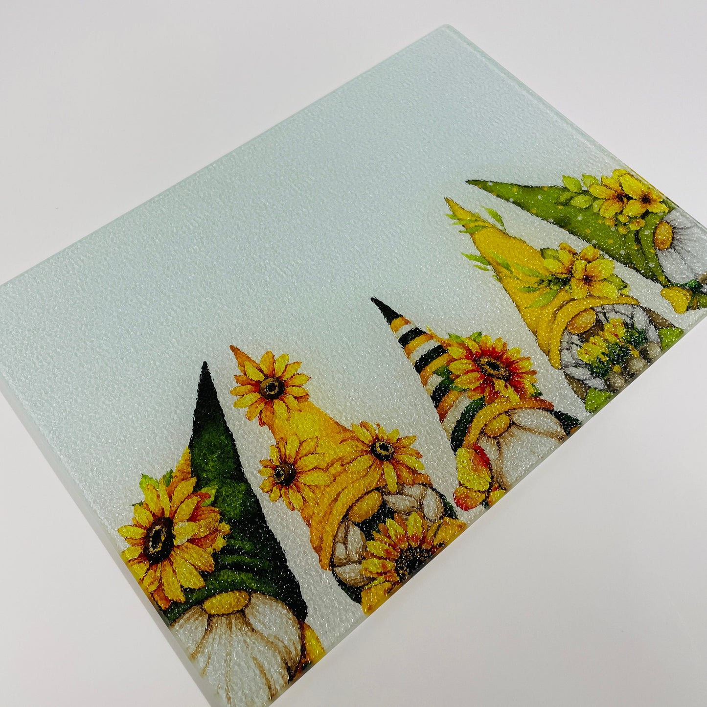 Personalised Summer Gonks Glass Chopping Board - Fun and Functional Kitchen Décor