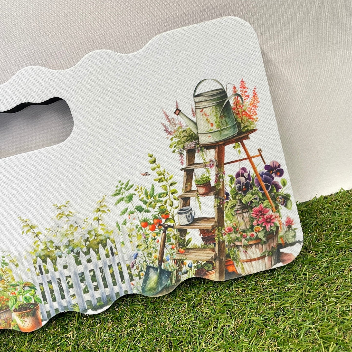 Watercolour Garden Printed Kneeling Pad Personalised With Florals And Accessories