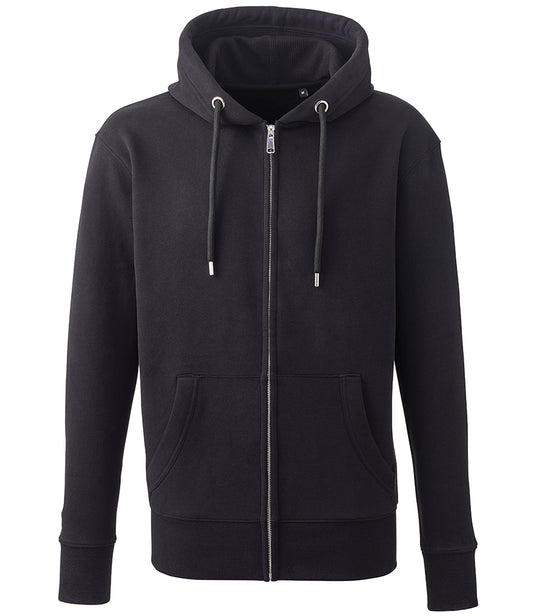 MEDIUM BLACK Men's Anthem Organic Premium Business Branded Zip Hoodie