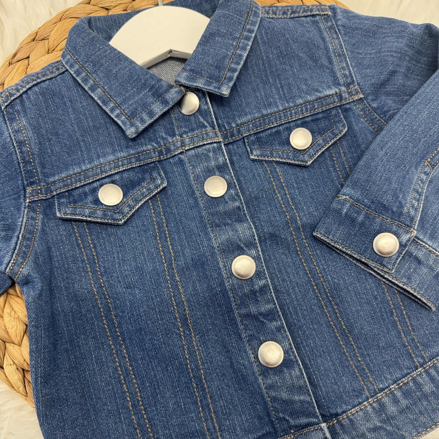 Toddler Personalised Denim Jacket with Embroidered Initial and Strawberry Plant – For Toddlers & Small Children