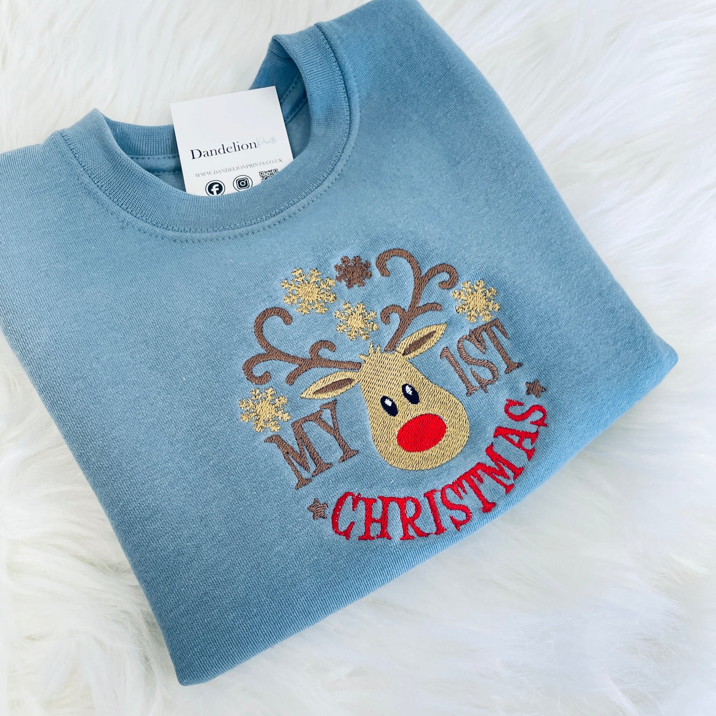 My 1st Christmas Reindeer Embroidered Adorable Children's Personalised