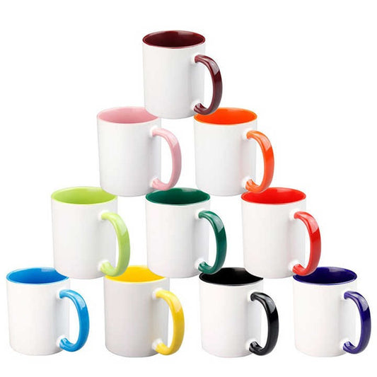 SINLGE Custom Printed 11oz Mug with Coloured Inner and Handle