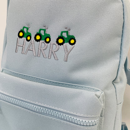 Adorable Tractor Trio School or Nursery Embroidered Personalised Backpack for Kids