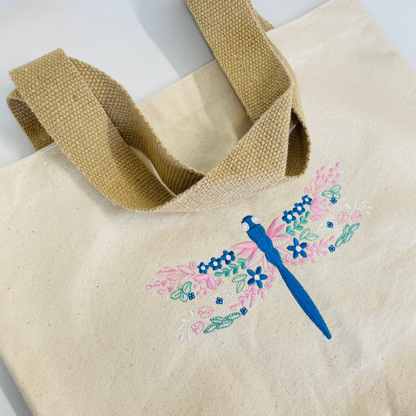 Buzzworthy Dragonfly Design Embroidered Shopping Tote Bag - Eco-Friendly and Fashionable