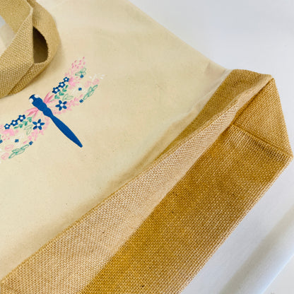 Buzzworthy Dragonfly Design Embroidered Shopping Tote Bag - Eco-Friendly and Fashionable