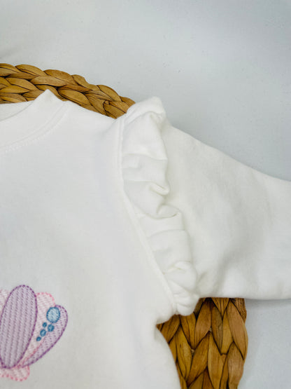 Mermaid Dreams: Girls Personalised Frilly Sweater with Enchanting Embroidered Design