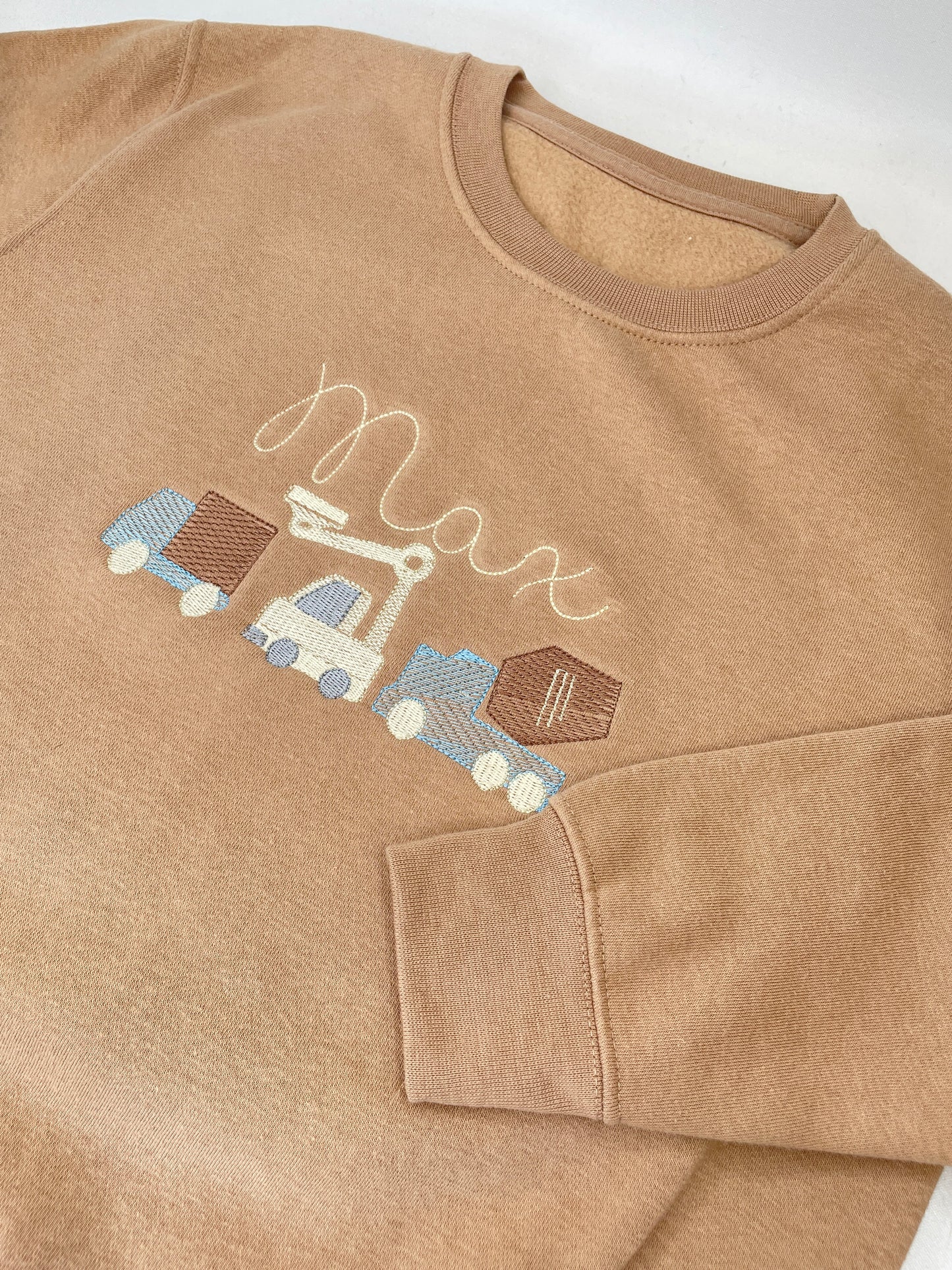 Children/Toddler Embroidered Construction Vehicles Personalised Sweater