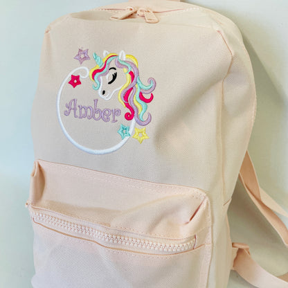 Enchanting Personalised Unicorn Embroidered Backpack for Little Girls' School or Nursery Adventures